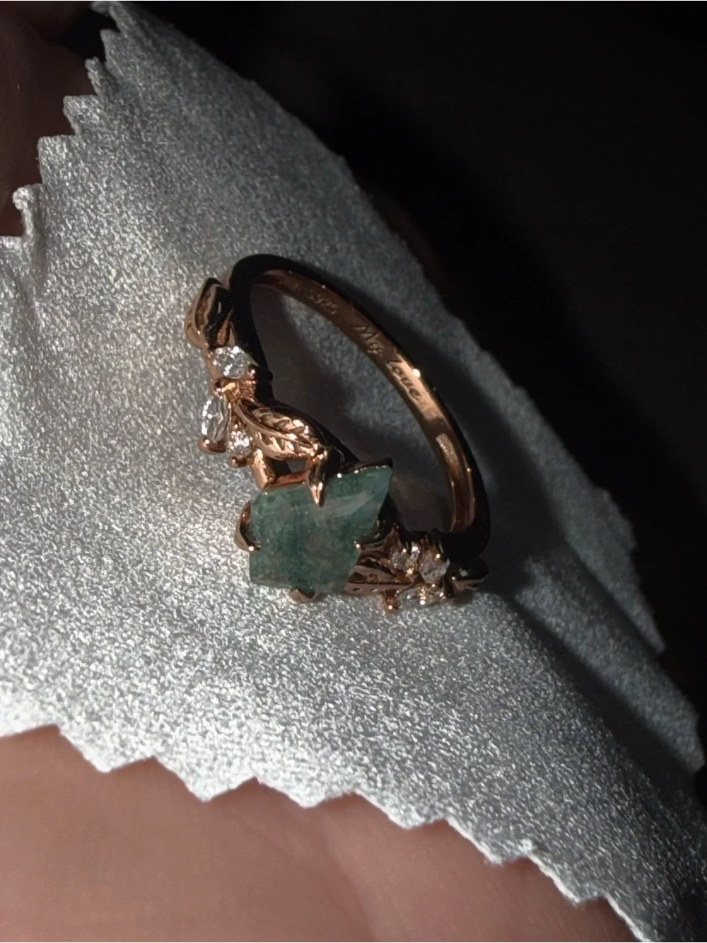 LELOUCHY Engagement Ring Moss Agate Stone